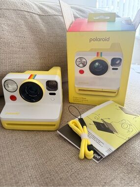 Polaroid Now Instant Camera - Yellow and White with Rainbow Accent